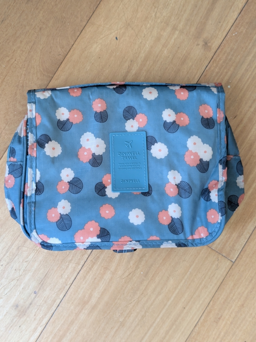 Floral Hanging Toiletry Bag in Blue